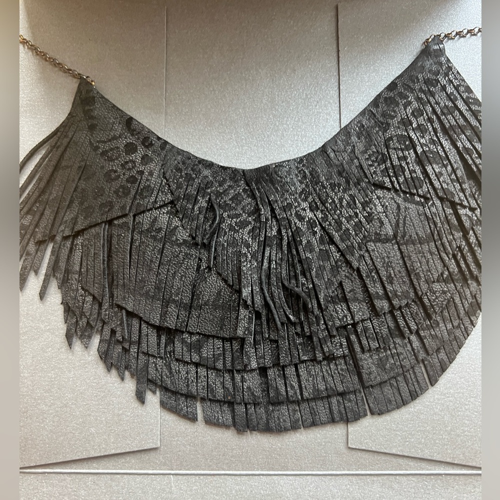 Black leather necklace